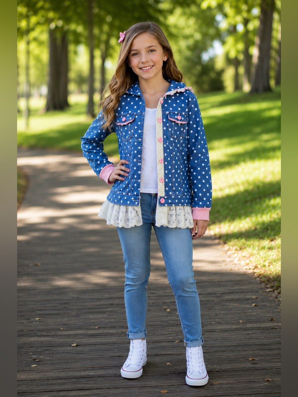 Matilda Jane Make Believe Far From Fiction Blue Polka Dot Jacket